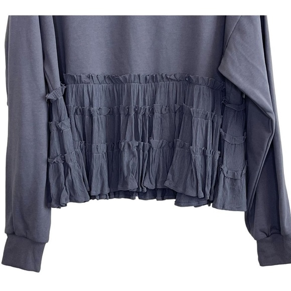 Altar'd State Blue Ruffle Sweatshirt - Picture 7 of 8